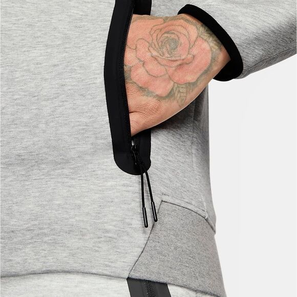 Nike Tech Fleece Windrunner Hooded Jacket Men's XL Heather Grey Black Pockets LE - Picture 16 of 16